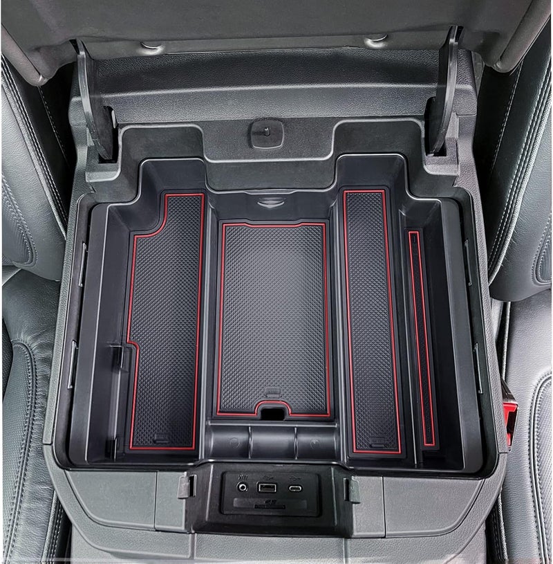 TOPINSTALL Red Center Console Organizer Compatible with 2019-2022 Silverado/Sierra 1500 and 2020-2023 Silverado/Sierra 2500HD 3500HD, Armrest Full-Size Tray (Full Console w/Bucket Seats ONLY) - Image 3